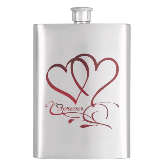 白地に赤い永遠のハート フラスク (正面)