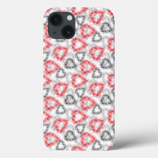 白地に赤と灰色の壊れたハート Case-Mate iPhoneケース (裏面)