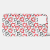 白地に赤と灰色の壊れたハート Case-Mate iPhoneケース (裏面 (横))