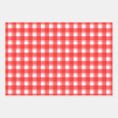 白地に赤のレトロチェック柄  ラッピングペーパーシート (正面2)