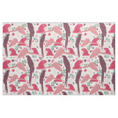 白地に赤ピンクの熱帯風模様（アラオ） ファブリック (ヤード)