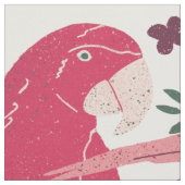 白地に赤ピンクの熱帯風模様（アラオ） ファブリック (クローズアップ)