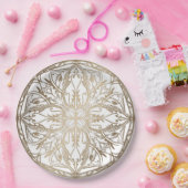 白地に金ゴールド入りカボチャ ペーパープレート (パーティー)