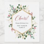 白地に金箔の葉飾り | クリスマス・チーズ ワインラベル (シングルラベル)