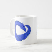 白地に青いハートのドラゴン コーヒーマグカップ (正面左)