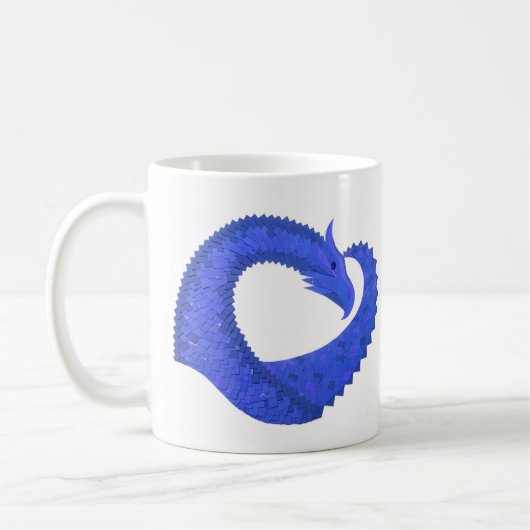 白地に青いハートのドラゴン コーヒーマグカップ (左)