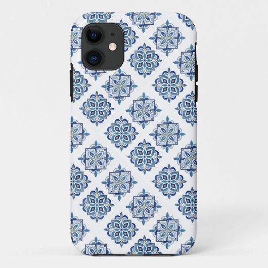 白地に青い刺繍の装飾 Case-Mate iPhoneケース (裏面)