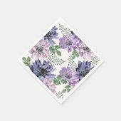白地に青とライラックの花 スタンダードカクテルナプキン (角)