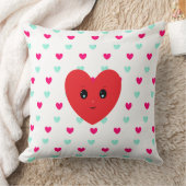 白地に青と赤のハート柄 クッション (ブランケット)