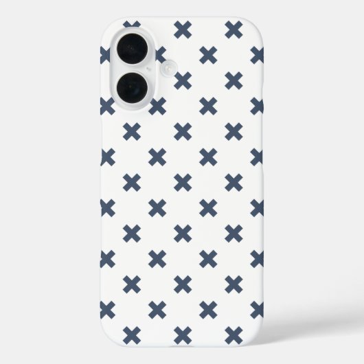 白地に青灰色のクロスステッチ Case-Mate iPhoneケース (裏面)
