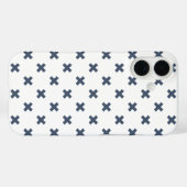 白地に青灰色のクロスステッチ Case-Mate iPhoneケース (裏面 (横))