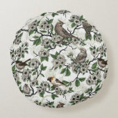 白地に鳥と桜 ラウンドクッション (裏面)