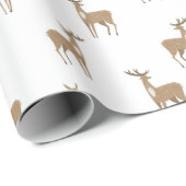白地に黄色の鹿のクリスマスパターン ラッピングペーパー (ロールコーナー)
