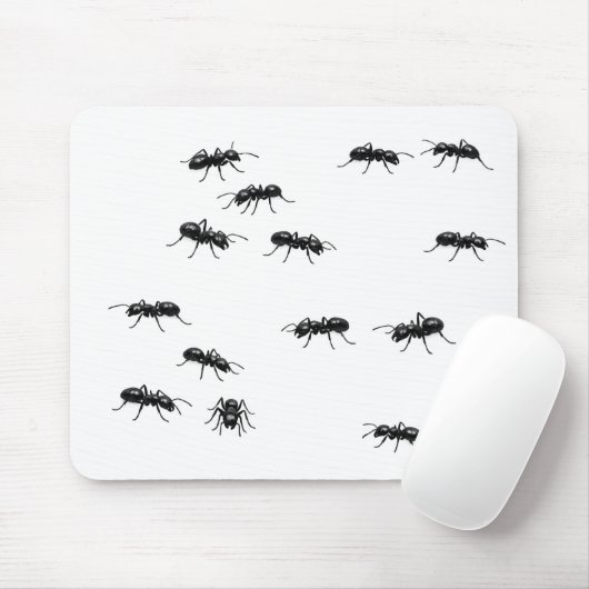 白地に黒いアリ マウスパッド (マウス)