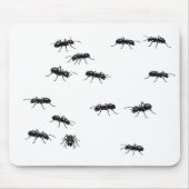 白地に黒いアリ マウスパッド (正面)