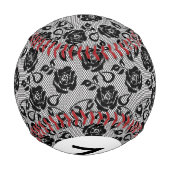 白地に黒いモノグラムのレース模様 野球ボール (裏面)