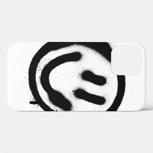 白地に黒い落書きの笑顔顔の絵文字 Case-Mate iPhoneケース (裏面 (横))