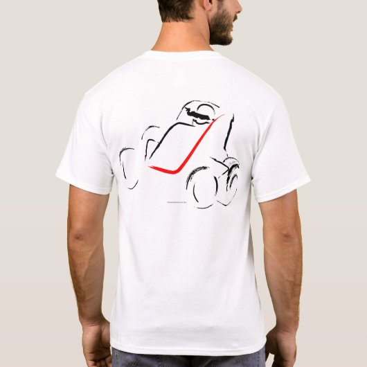 白地に黒と赤のスプリントカー 01 Tシャツ (裏面)