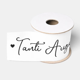 白地に黒のイタリア語で'Tanti Auguri a Te' グログランリボン