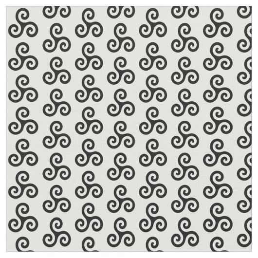 白地に黒のケルト三脚巴 ファブリック (クローズアップ)