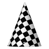 白地に黒のスクエア柄 パーティーハット (左)