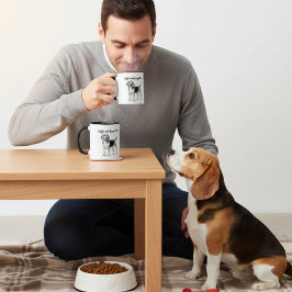 白地に黒のビーグルとコーヒーのカスタマイズ マグカップ