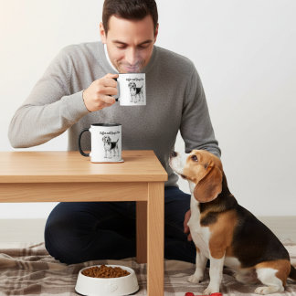 白地に黒のビーグルとコーヒーのカスタマイズ マグカップ