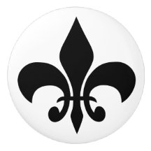 白地に黒のモダンなフランスユリのフルール・ド・リス