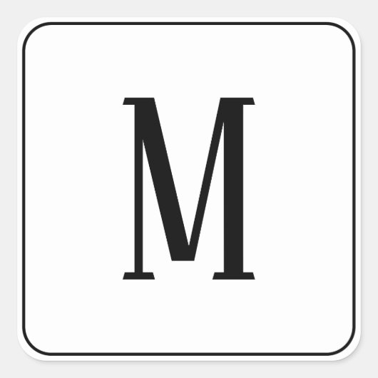 白地に黒のモノグラム スクエアステッカー スクエアシール (正面)