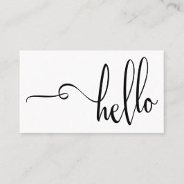白地に黒の可愛いタイポグラフィのHello 名刺