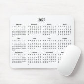 白地に黒の2027年カレンダー マウスパッド (マウス)