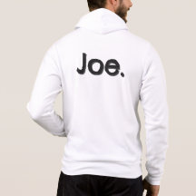 白地に黒文字で"Joe"と名前をデザイン