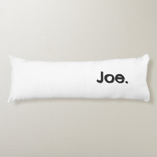 白地に黒文字で「Joe.」の名前/単語 ボディピロー (正面)