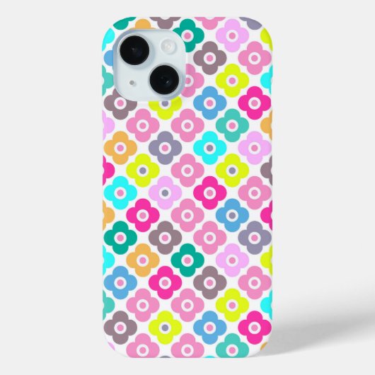 白地のカラフルな田舎風の花柄 Case-Mate iPhoneケース (裏面)