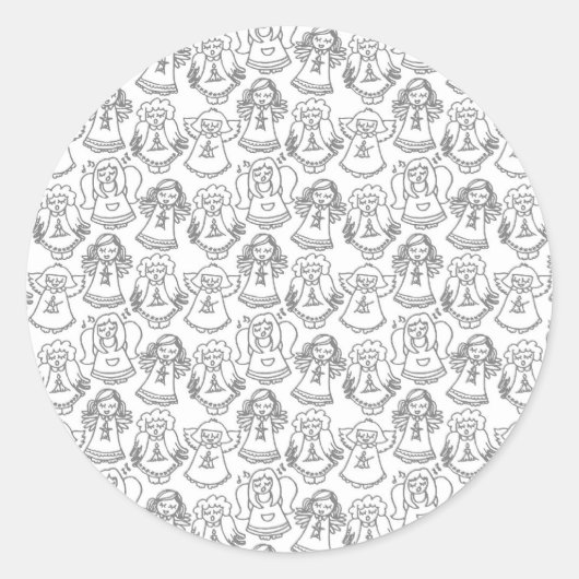 白地のモノクロ歌唱エンジェル ラウンドシール (正面)