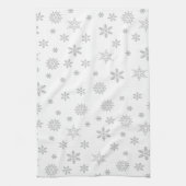 白地の雪の結晶模様 キッチンタオル (縦)