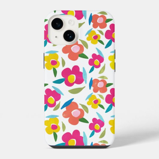 白地の鮮やかな花々 iPhoneケース (裏面)