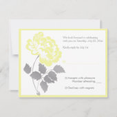 白地への黄色の牡丹の返信カード 出欠カード (正面)