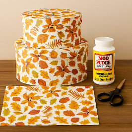 白地デコパージュクラフトの秋の葉のプリント 薄葉紙