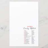 白地ブライダルシャワーゲーム印刷 (裏面)