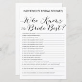 白地ブライダルシャワーゲーム印刷 (正面/裏面)