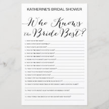 白地ブライダルシャワーゲーム印刷