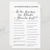白地ブライダルシャワーゲーム印刷 (正面/裏面)