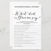 白地ブライダルシャワーゲーム印刷 (正面/裏面)