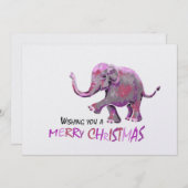 白地小象絵を描クリスマス シーズンカード (正面/裏面)