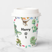 白地恐竜の誕生日パーティー 紙コップ (裏面)