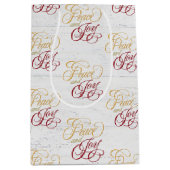 白塗りの木に平和と喜び ミディアムペーパーバッグ (正面)