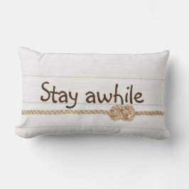 白塗りの木材にロープの結び目 ランバークッション