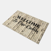 白塗りの木材は我々のキャビンにようこそ ドアマット (アングル)