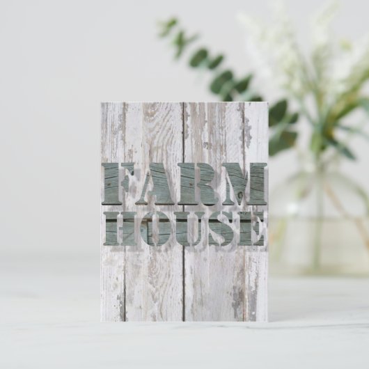 白塗りの木製のウェスタンカントリー調のファームハウス ポストカード (スタンド正面)